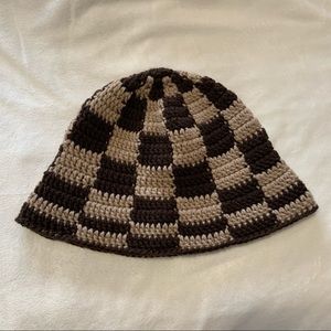 Handmade Brown Checkered Bucket Hat